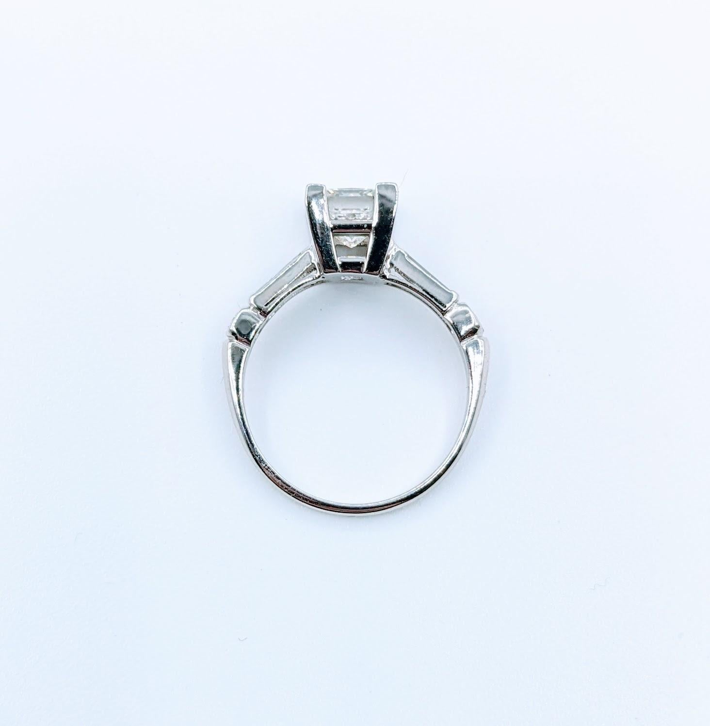 1.22ct GIA Graded Princess Diamond Platinum Engagement Ring For Sale 1