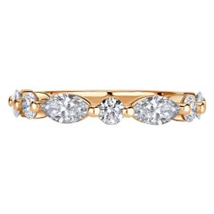 1.22ct Marquise and Round Brilliant Cut Diamond Wedding Band in 18k Champagne