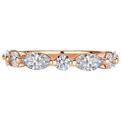 1.22ct Marquise and Round Brilliant Cut Diamond Wedding Band in 18k Rose Gold