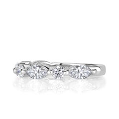 1.22ct Marquise and Round Brilliant Cut Diamond Wedding Band in 18k White Gold