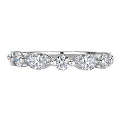 1.22ct Marquise and Round Brilliant Cut Diamond Wedding Band in 18k White Gold