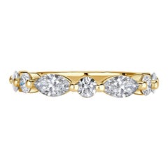 1.22ct Marquise and Round Brilliant Cut Diamond Wedding Band in 18k Yellow Gold