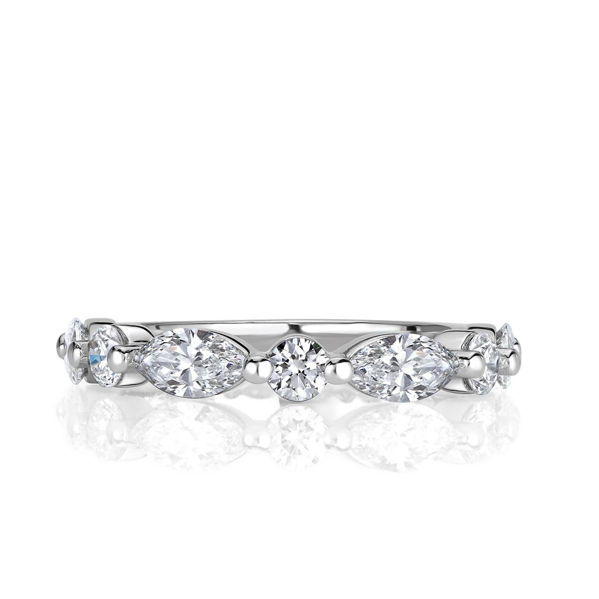 1.22ct Marquise and Round Brilliant Cut Diamond Wedding Band in Platinum For Sale