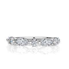 1.22ct Marquise and Round Brilliant Cut Diamond Wedding Band in Platinum