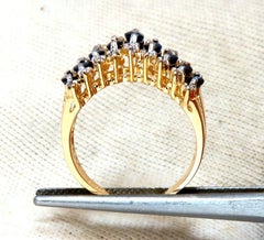 1.22 Carat Natural Marquise Sapphires Diamonds Band 14 Karat Chevron