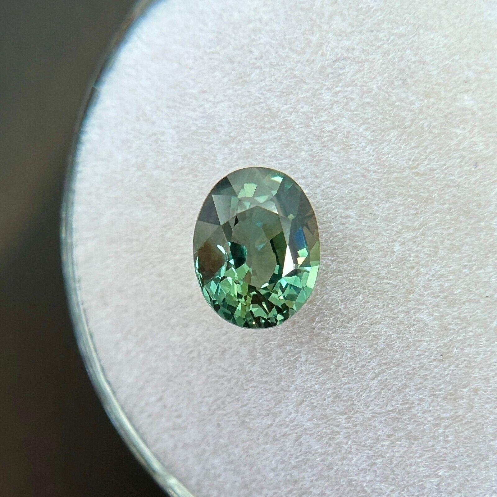 1.22ct Natural Sapphire Bluish Green Gia Certified Unheated Oval Cut Untreated For Sale 1