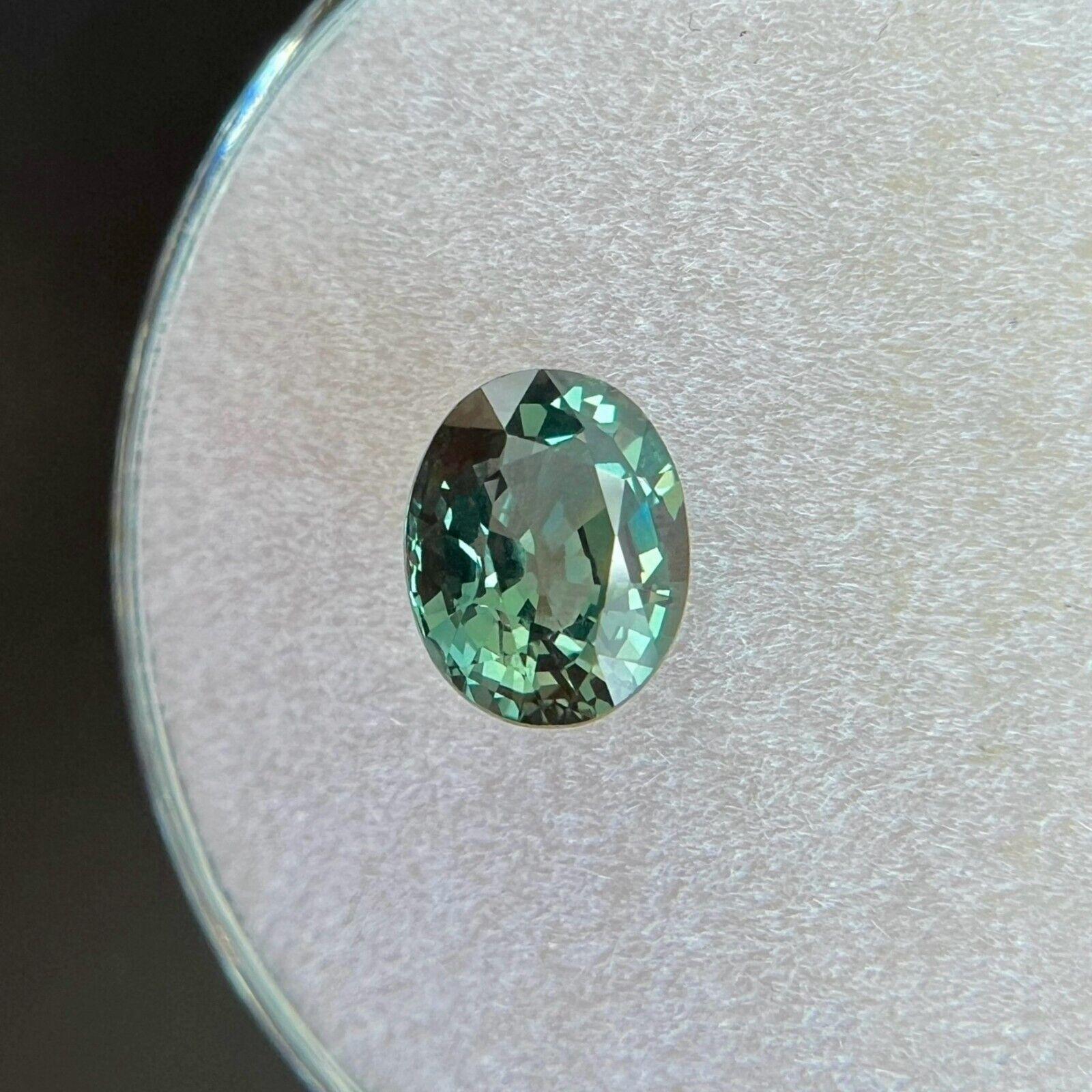 1.22ct Natural Sapphire Bluish Green Gia Certified Unheated Oval Cut Untreated For Sale 2