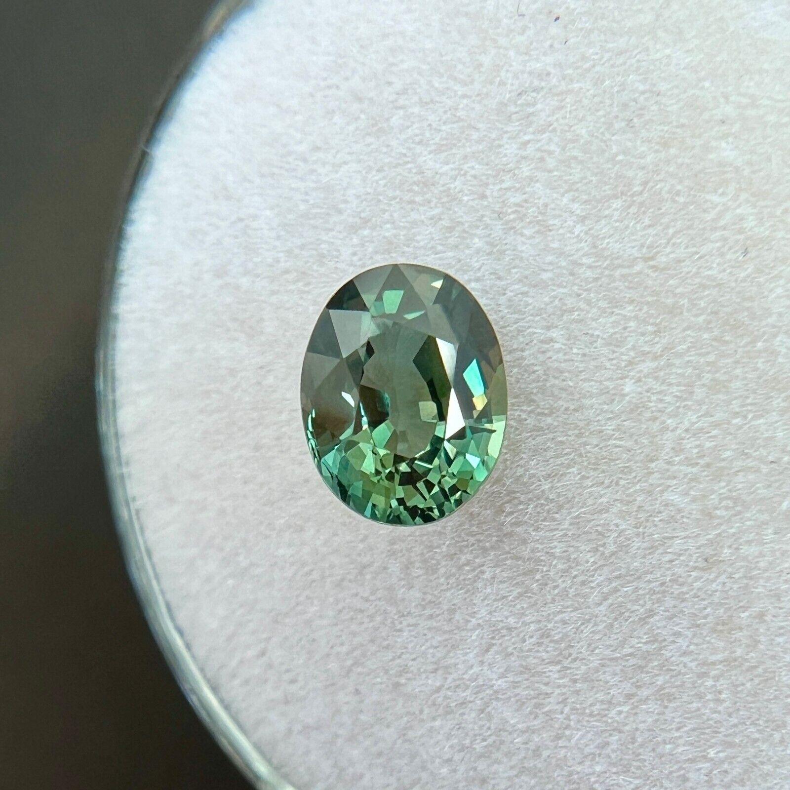 1.22ct Natural Sapphire Bluish Green Gia Certified Unheated Oval Cut Untreated For Sale 3