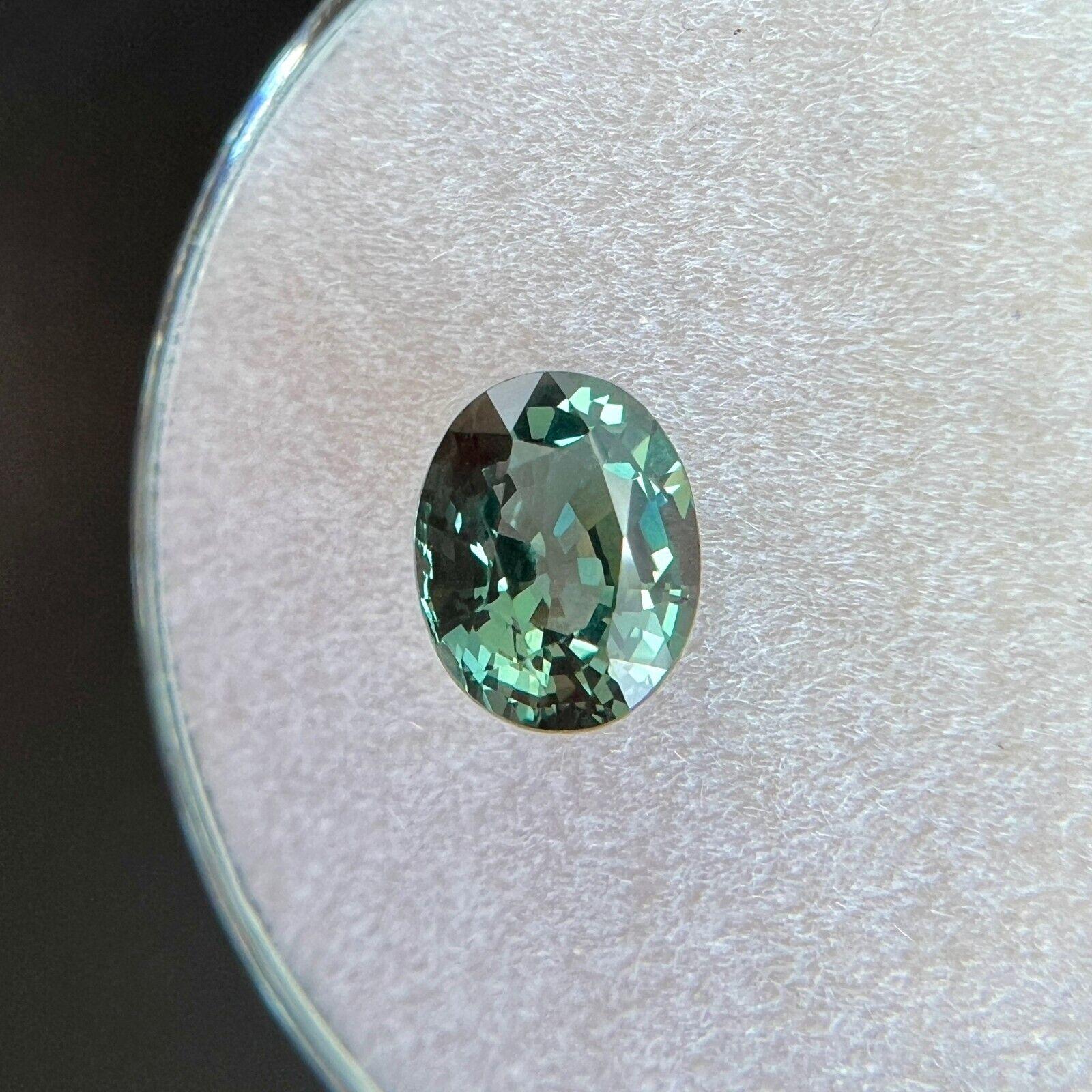 1.22ct Natural Sapphire Bluish Green Gia Certified Unheated Oval Cut Untreated For Sale 4
