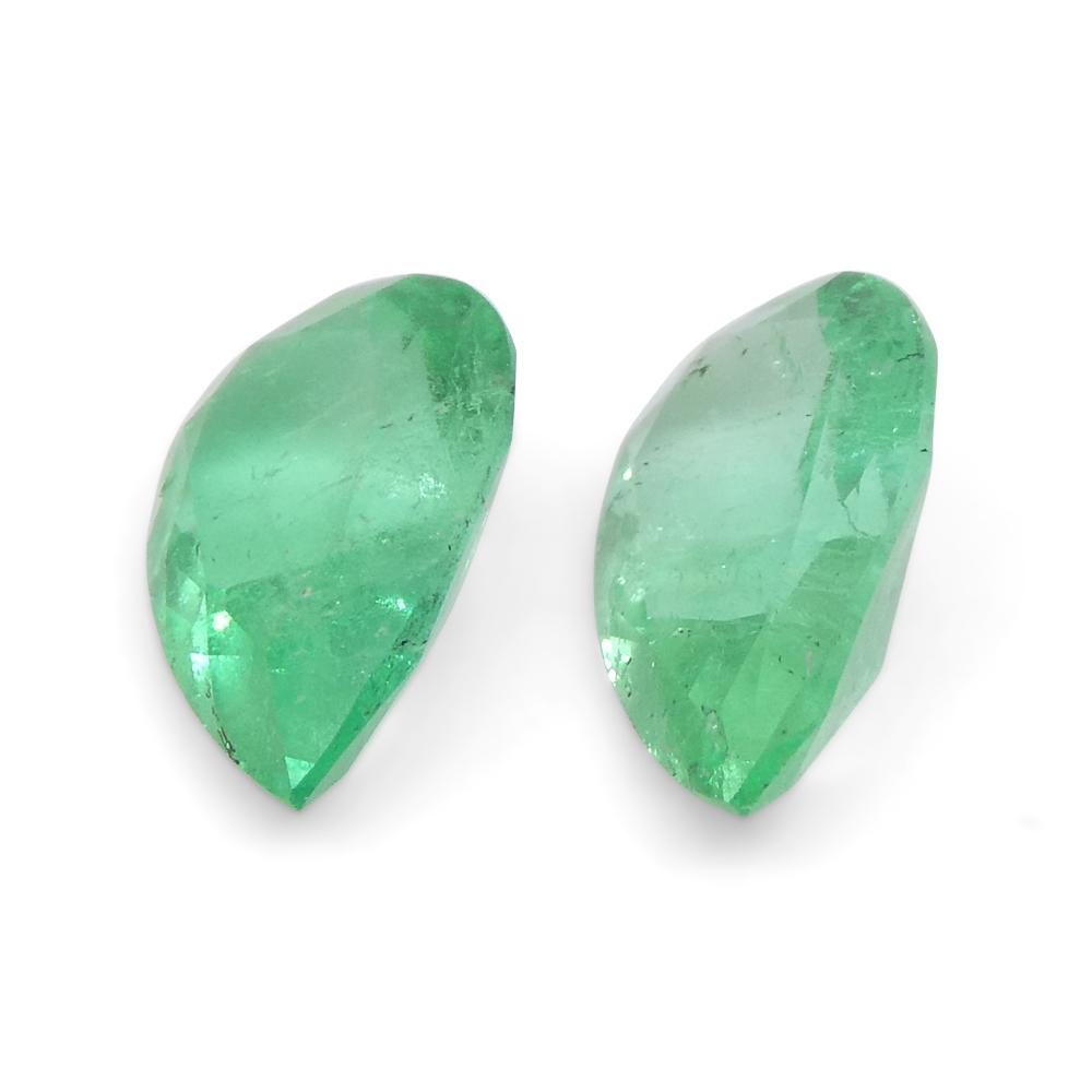 1.22ct Pair Pear Green Emerald from Colombia For Sale 6