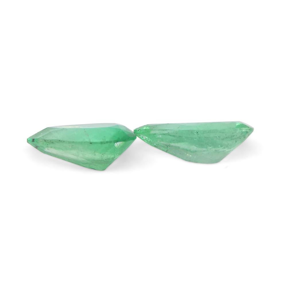 1.22ct Pair Pear Green Emerald from Colombia For Sale 7