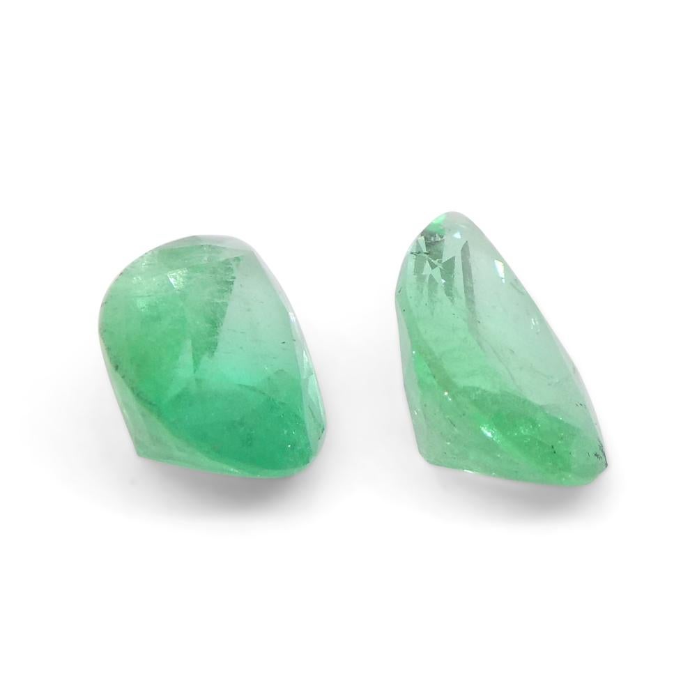 1.22ct Pair Pear Green Emerald from Colombia For Sale 8