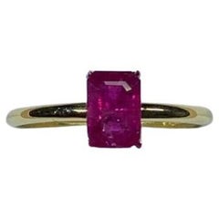 1.22ct Ruby Emerald Cut Solitaire Engagement Ring In 18ct Yellow Gold