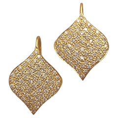 1.22cts Diamonds, 18kt Gold Pave Earrings by Lauren Harper 
