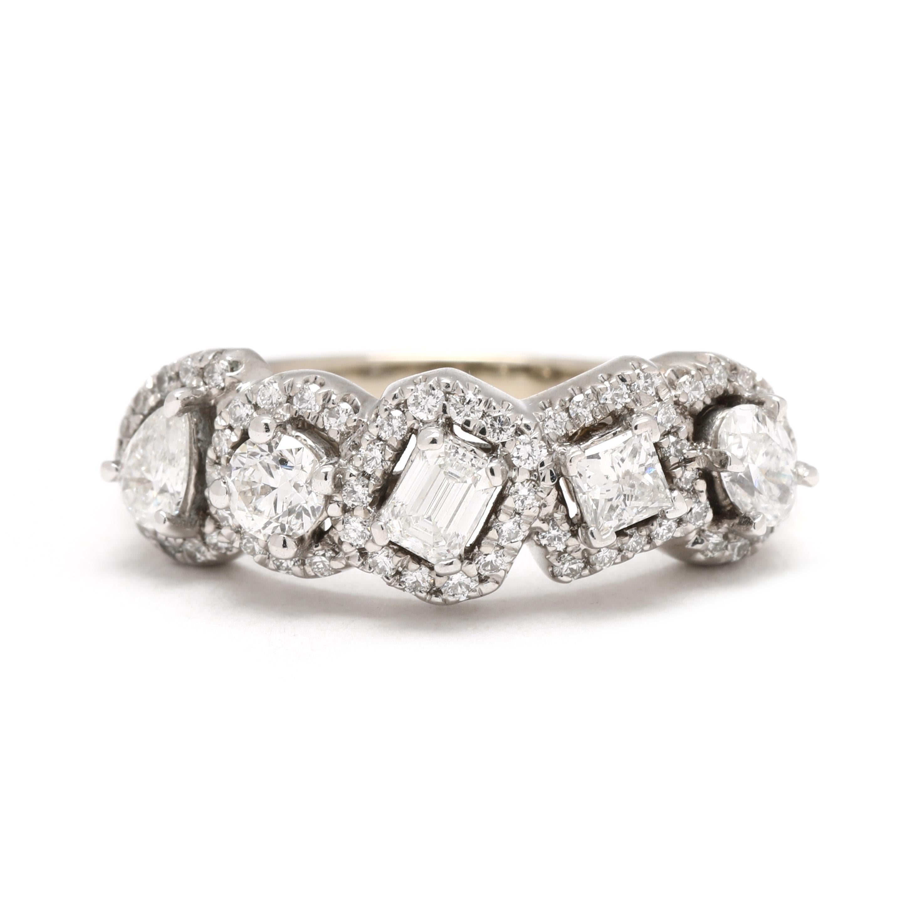 1.22ctw Multi Shape Diamond Band, 10k White Gold, Ring Size 7 For Sale