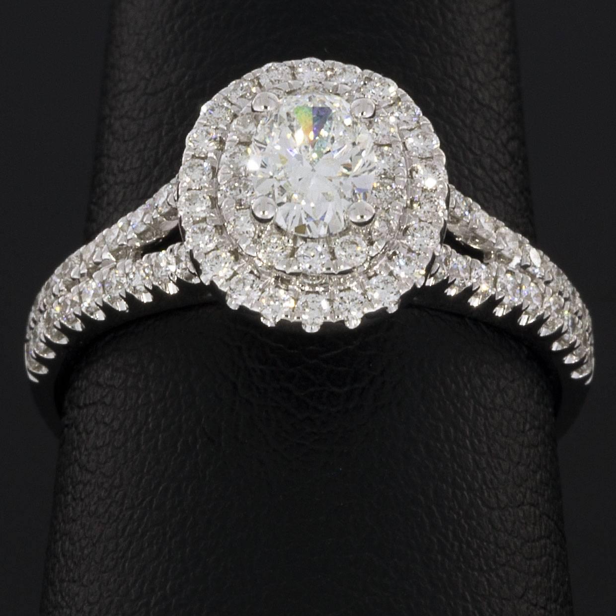 Women's 1.22 Carat Oval Diamond Double Halo Engagement Ring