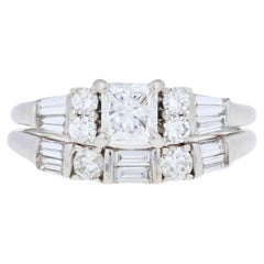1.22ctw Princess Diamond Engagement Ring & Curved Wedding Band 14k Gold