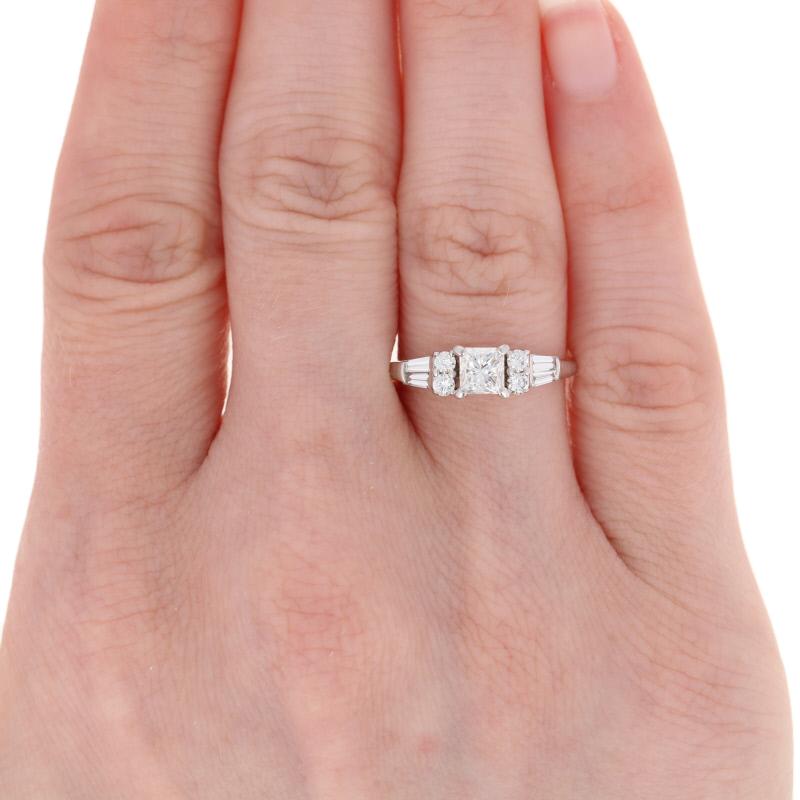 1,22 ctw Prinzessin-Diamant-Verlobungsring & geschwungener Ehering 14k Gold (Carréschliff) im Angebot
