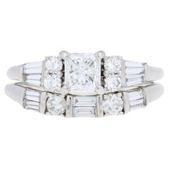 1.22ctw Princess Diamond Engagement Ring & Curved Wedding Band 14k Gold