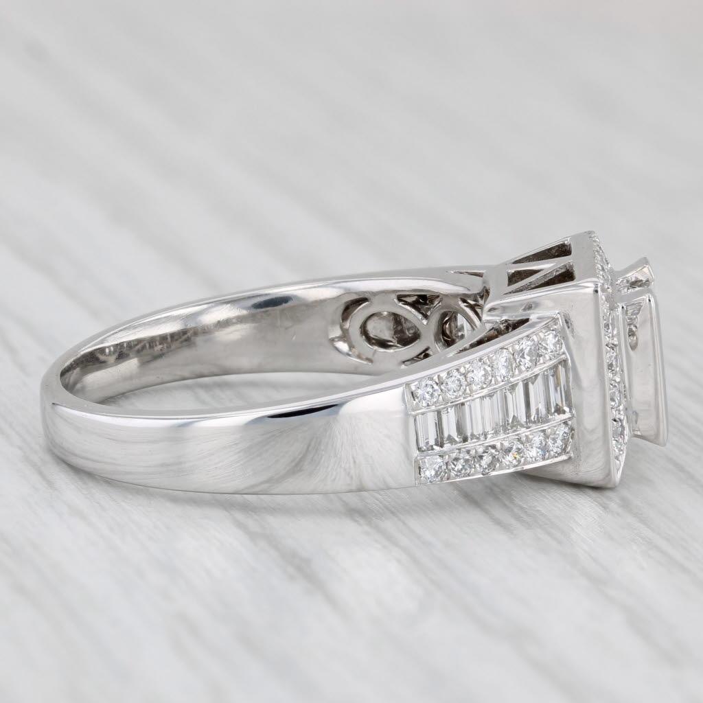 Princess Cut 1.22ctw Princess Diamond Halo Engagement Ring 14k White Gold Size 10.5
