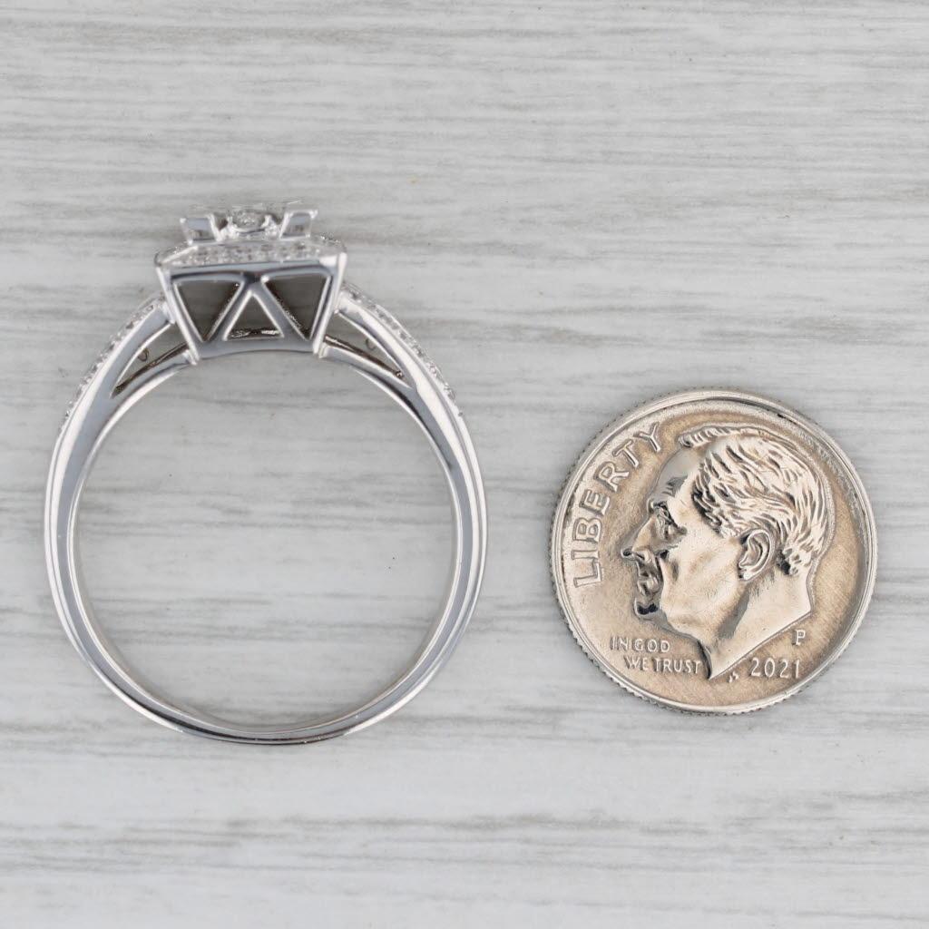 1.22ctw Princess Diamond Halo Engagement Ring 14k White Gold Size 10.5 3