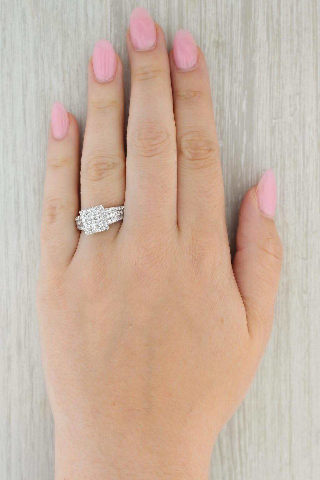 1.22ctw Princess Diamond Halo Engagement Ring 14k White Gold Size 10.5 4