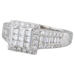 1.22ctw Princess Diamond Halo Engagement Ring 14k White Gold Size 10.5
