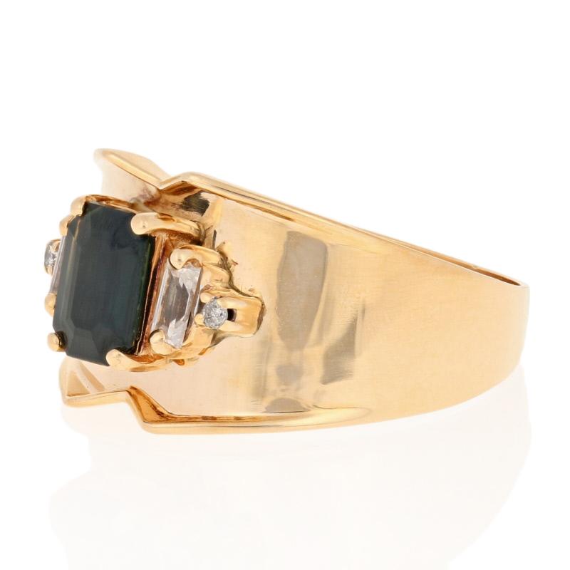 1.22ctw Rectangle Cut Blue & White Sapphire & Diamond Ring 14k Yellow Gold 2