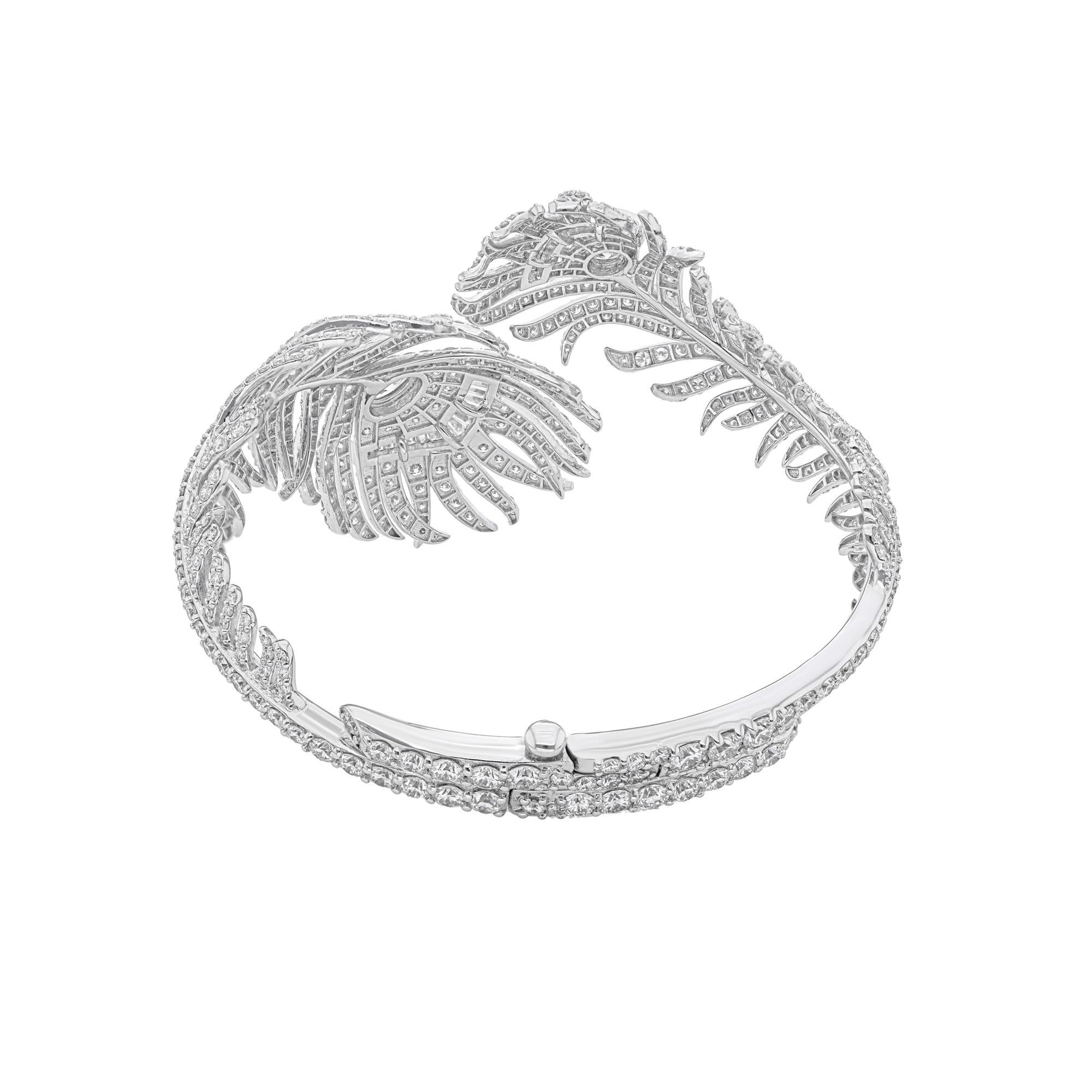 12.2CTW SI/H Diamante Piuma Crossover Bracciale in oro bianco Gioielli di pregio in vendita 4