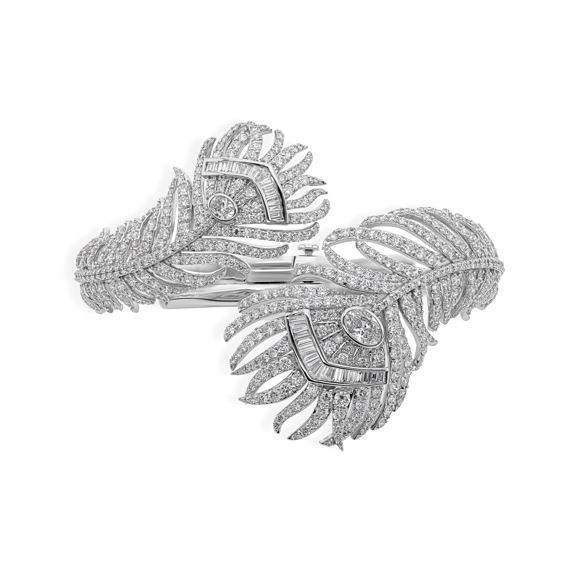 12.2CTW SI/H Diamante Piuma Crossover Bracciale in oro bianco Gioielli di pregio In condizioni Nuovo in vendita a Diera, Dubai