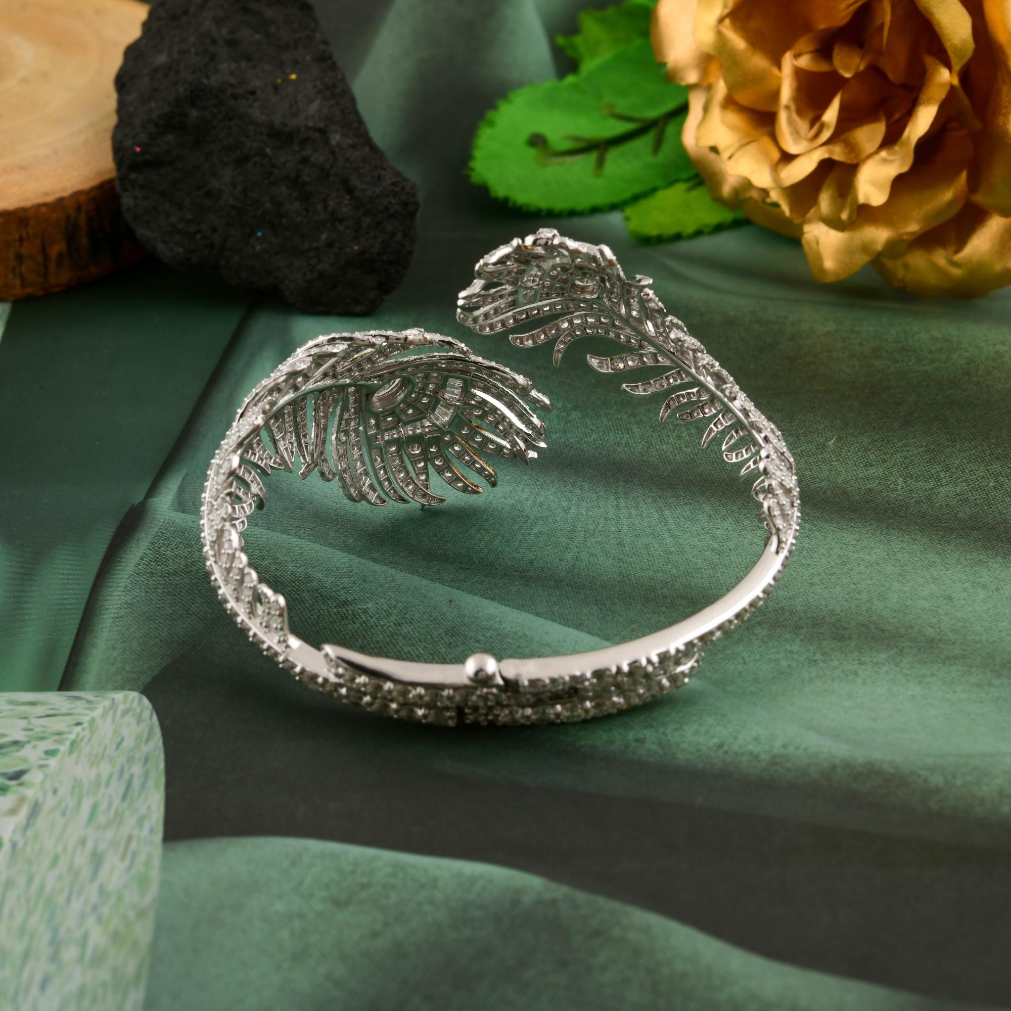 12.2CTW SI/H Diamante Piuma Crossover Bracciale in oro bianco Gioielli di pregio in vendita 1