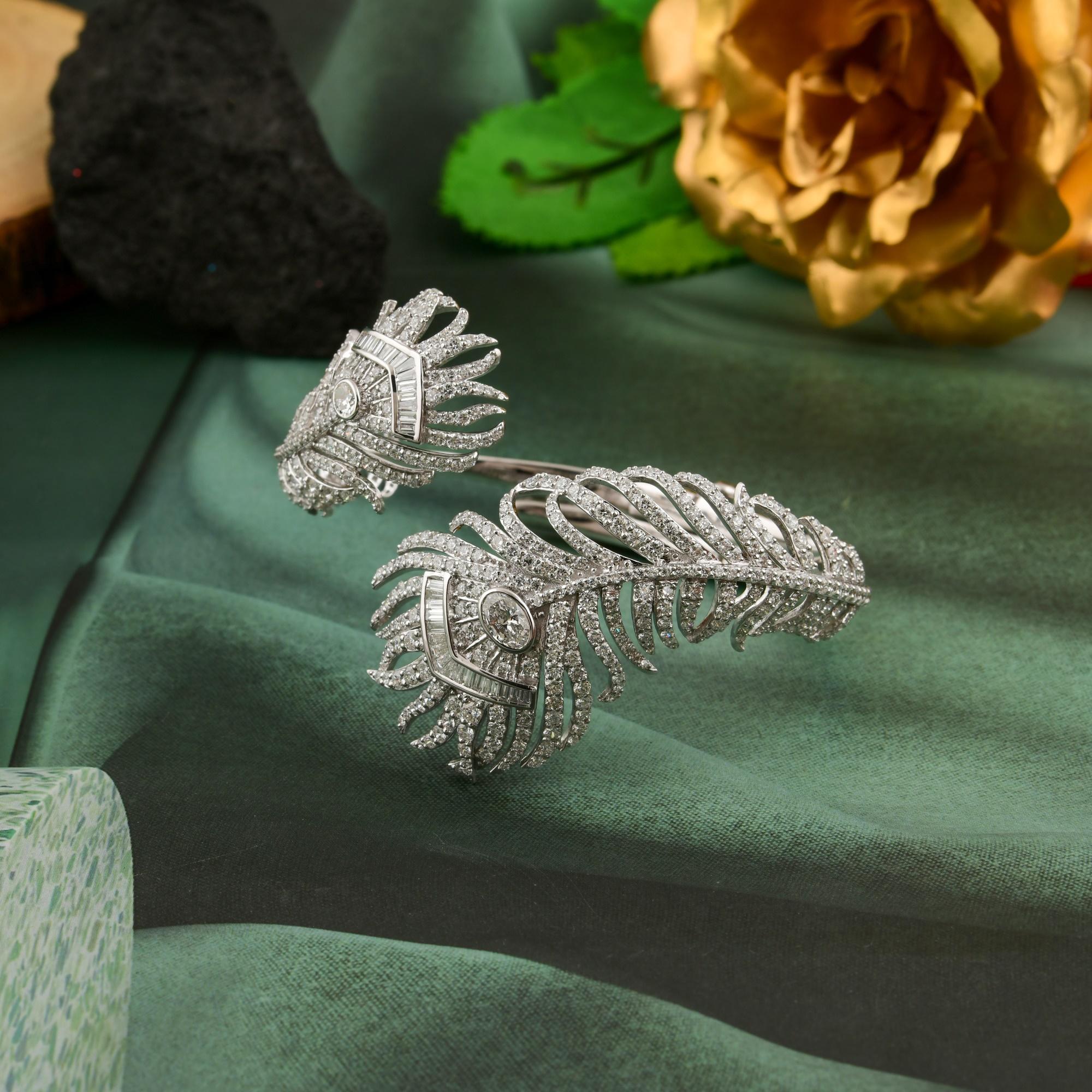 12.2CTW SI/H Diamante Piuma Crossover Bracciale in oro bianco Gioielli di pregio in vendita 2