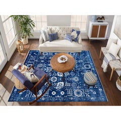 12'2"x12'2" Blue Tone On Tone Tabriz Wool & Silk Square Hand Knotted Oriental Ru