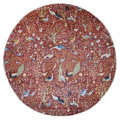 12'2"x12'2" Red Peshawar Birds of Paradise Design Hand Knotted Wool Round Rug