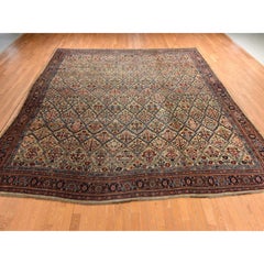 12'2"x14'7" Antique Persian Bidjar Brown Wool on Wool Hand Knotted 1880s Rug