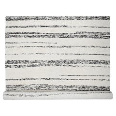 12'2 "x14'9" Elfenbein Striae Design Ungefärbte Wolle Handgeknüpft Übergroßer Orientteppich