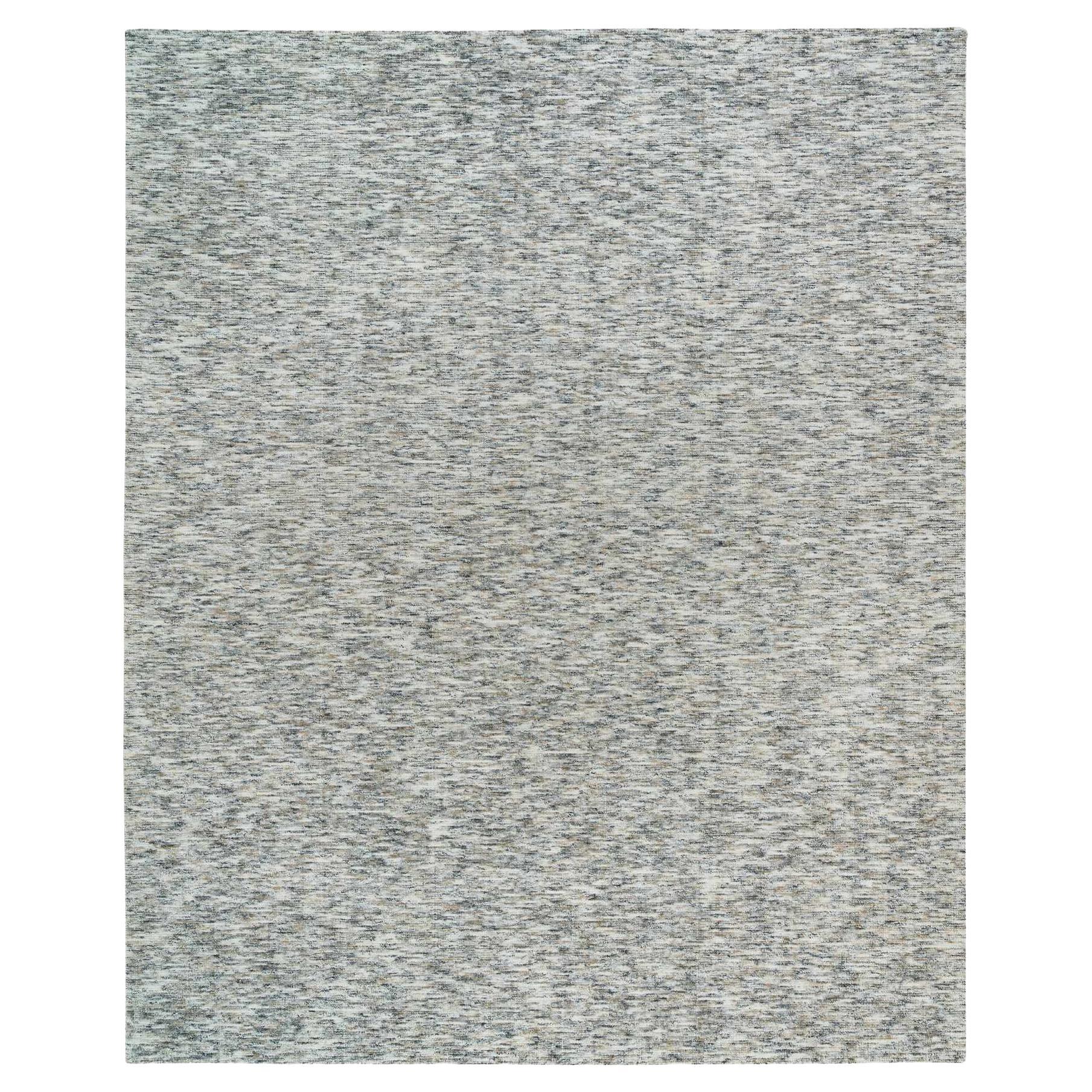 12'2 "x15' Beige Modern Striae Design Reine Wolle Handgeknüpft Übergroßer Teppich