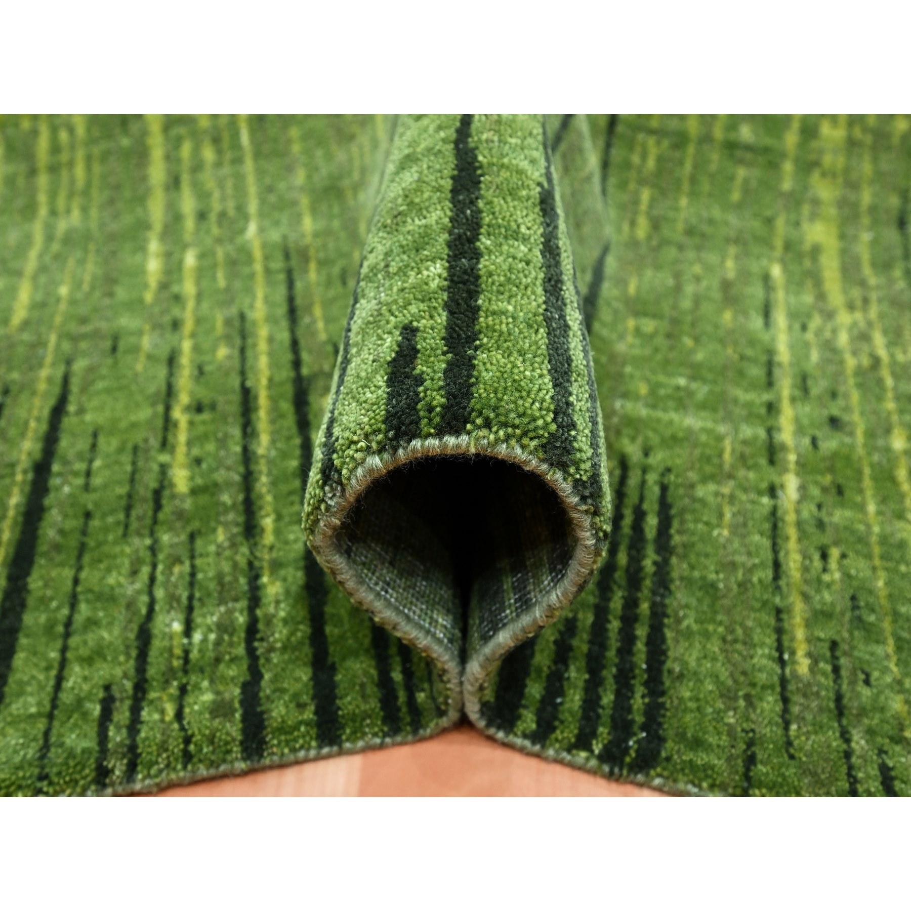 Noué à la main Tapis oriental surdimensionné vert dégradé vertical, noué à la main 12'2