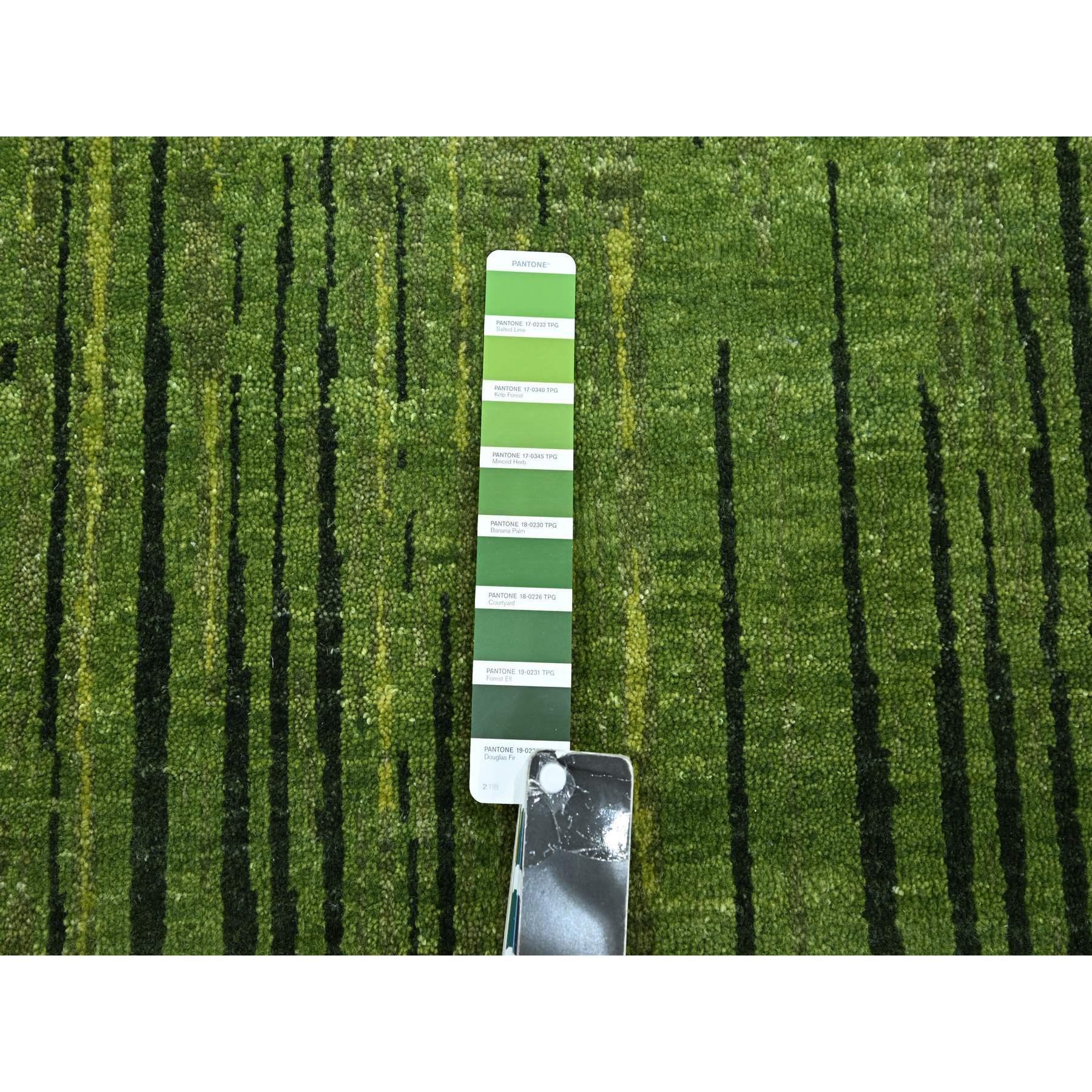 XXIe siècle et contemporain Tapis oriental surdimensionné vert dégradé vertical, noué à la main 12'2