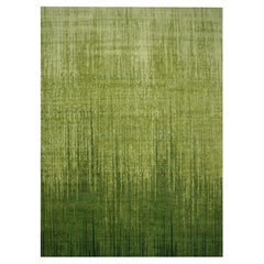 12'2"x15' Green Vertical Ombre Design Hand Knotted Wool Oversized Oriental Rug
