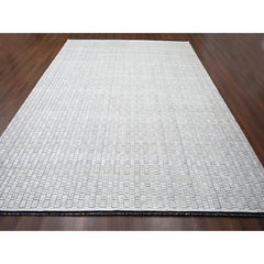 12'2"x15' Lexicon White Wool and Silk Hand Loomed Modern Oversized Oriental Rug