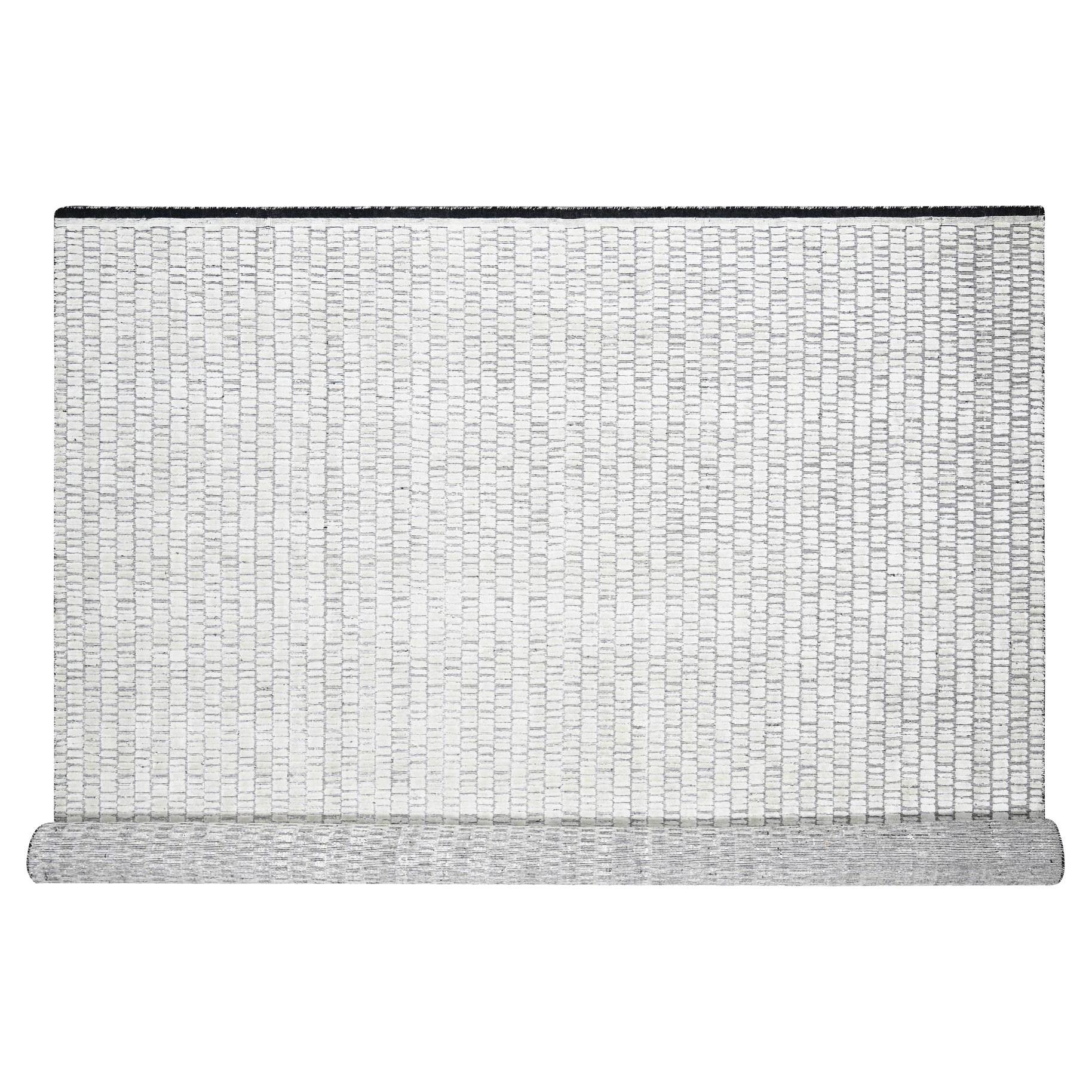 12'2 "x15' Tappeto orientale moderno oversize Lexicon bianco in lana e seta lavorato a mano
