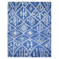 12'2"x15'2" Blue, Boujaad Moroccan Berber Pure Wool Hand Knotted Oversized Rug