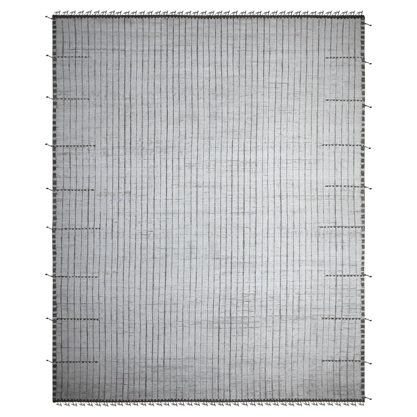 12
2"x15
2" Ivory Hand Knotted Moroccan Weave Geometric Oversized Oriental Rug