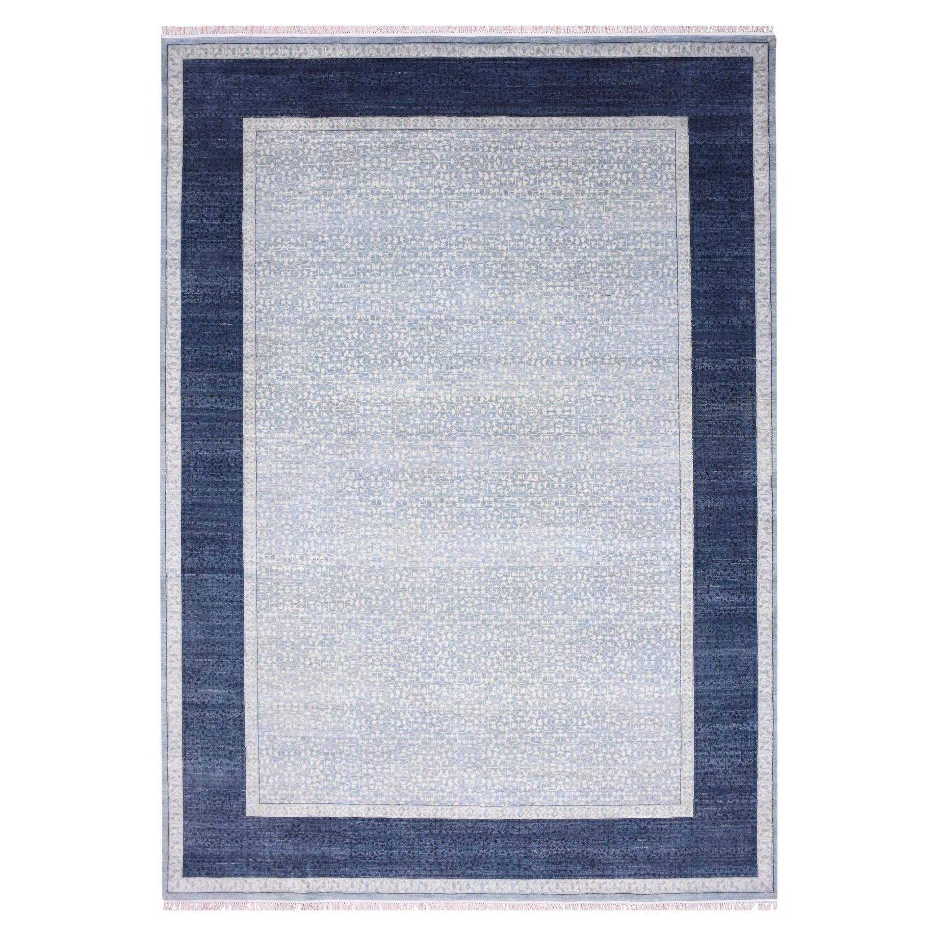 12
2"x15
3" Blue, Modern Design, Pure Wool Hand Knotted Oversized Oriental Rug