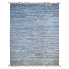 12'2"x15'3" Blue Moroccan Weave Block Geometric Design Hand Knotted All Wool Rug