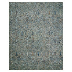 12'2 "x15'3" Greene & Greene & Greene, il disegno del giardino senza bordi, annodato a mano in pura lana.