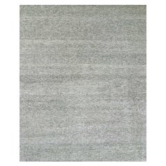 12'2"x15'4" Gentle Gray Hand Knotted Grass Design Undyed Wool Oversized Rug