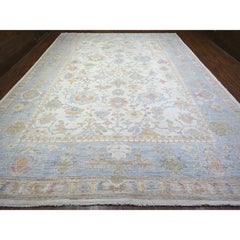 12'2"x16' Ivory Afghan Angora Oushak Hand Knotted Wool Oversized Rug