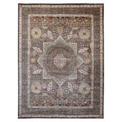 12'2 "x16' Rug de laine nouée à la main Mocha Brown 14th Century Mamluk Dynasty Pattern